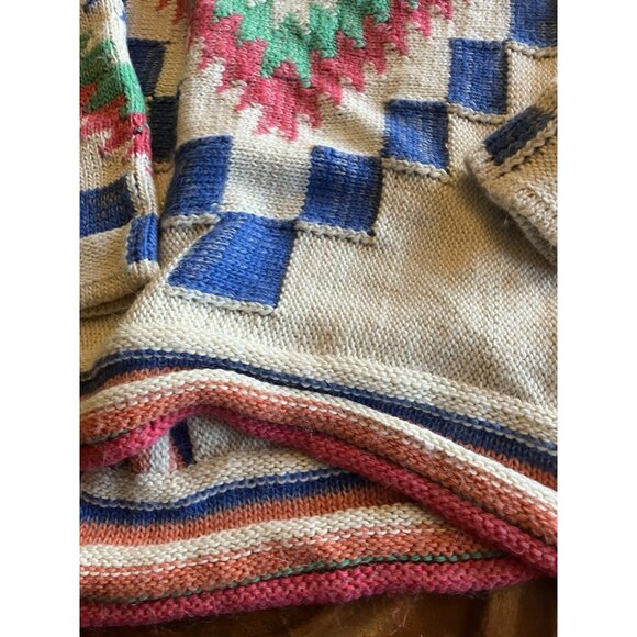 Lauren Ralph Lauren Knit Cardigan Sweater Shawl Wool Western Aztec Size S/M - Picture 5 of 10